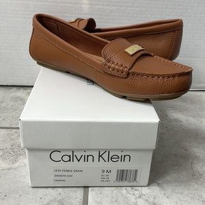 Calvin Klein Leta Leather Flats Cognac Loafer - Size 9M